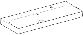 Geberit Smyle Square, dvojumývadlo 1200x480 mm s prepadom, 2 otvory na batérie, biela, GEB-500.253.01.1