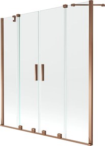 Mexen Velar Duo, 2-krídlová posuvná vaňová zástena 150 x 150 cm, 8mm číre sklo, ružové zlato profil, 896-150-000-02-60