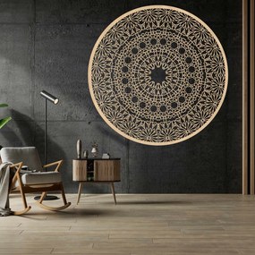 Luxusná drevená mandala na stenu 3D dekorácia do interiéru | HELA: HDF - Orech 30 cm 4341-79186 HDF0342