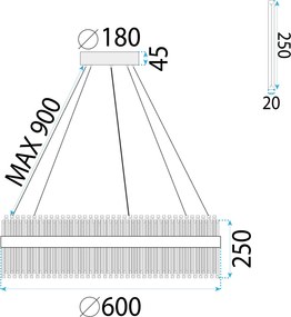 Závesný LED krištáľový luster APP1516-CP60 strieborný