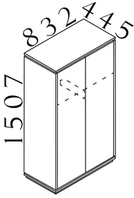 Vysoká šatníková skriňa Creator 83,2 x 44,5 x 150,7 cm, biela / antracit