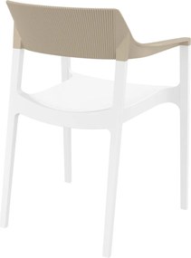 TULUM záhradná stolička s podrúčkami white/taupe