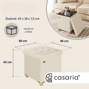 InternetovaZahrada Taburetka s úložným priestorom 42x38x38 cm - béžová