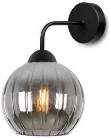 Nástenné svietidlo Costa, 1x grafitové sklenené tienidlo, b