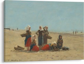 Obraz - Eugène Boudin, Women on the Beach at Berck, reprodukcia (70x50 cm)
