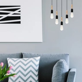 Luster na lanku SIMON 5xE27/60W/230V čierna