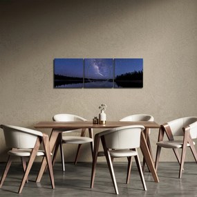 Obraz nočnej oblohy (s hodinami) (90x30 cm)