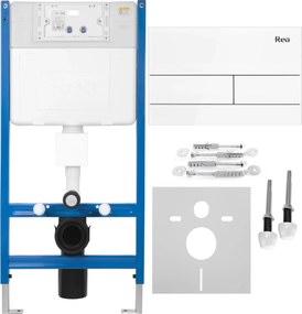 Rea Rea, Podomietkový WC systém K011A-Q + biele sklenené tlačidlo typ T, KPL-E0052