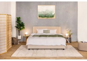 Béžová čalúnená dvojlôžková posteľ s úložným priestorom s matracom/s roštom 180x200 cm Myra Slim Line – Bonami Selection