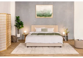 Béžová čalúnená dvojlôžková posteľ s úložným priestorom s roštom 160x200 cm Myra Slim Line – Bonami Selection