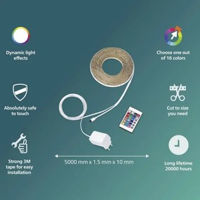 Philips - LED RGB stmievateľný pás 5m LED/12W/230V + diaľkové ovládanie