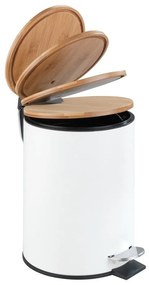 Biely pedálový odpadkový kôš Wenko Tortona Bamboo, 3 l