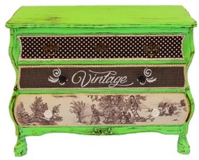 Vintage komoda zeleno hnedá, 89x69x42 cm