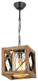 Hnedé závesné svietidlo s dreveným tienidlom/s kovovým tienidlom Zikzak Cam – Opviq lights