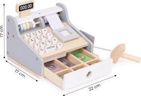 Drevená pokladňa pre deti skener bankoviek mincí karta ECOTOYS