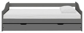 Kondela Posteľ s výsuvnou prístelkou, sivá, masív, 90x200, LAURA NEW