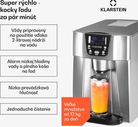 Klarstein Ice Volcano 2 GS, výrobník ľadu, 13 kg/24 h, zariadenie na výrobu ľadu, LED, strieborný