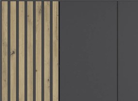 Šatníková skriňa Genua, 181 cm, tmavo šedá/artisan