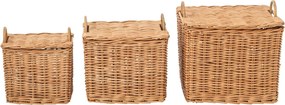 Sada 3ks prútený kôš s vekom a ušami – 49*43*49,5 / 42*35*42/ 35*42*37cm