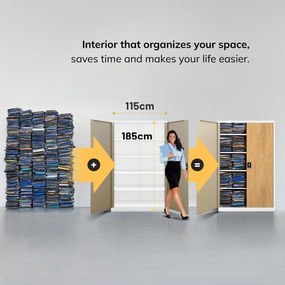 Kovová kancelárska skrinka Biely/ Zlatý dub: Eco Design JAN II