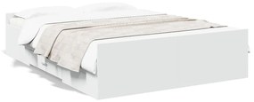 Posteľný rám so zásuvkami biely 135x190 cm kompozitné drevo 3280314