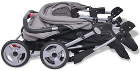 Oceľový kočík pre dvojičky , čierny a šedý