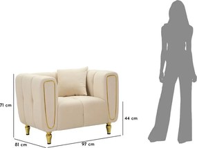 Krémové zamatové kreslo Alma – Mauro Ferretti