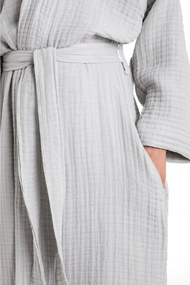 Sivý mušelínový detský župan veľkosť 7-8 rokov Muslin – Foutastic