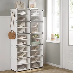 Organizér na topánky KIMBERLY, 10 boxov, biela/priesvitná SongmicsHome