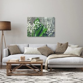 Sklenený obraz konvaliniek (70x50 cm)