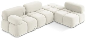 Biela zamatová modulárna rohová pohovka (pravý roh) Lokua – Makamii