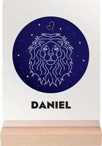 ČistéDrevo Vaše znamenie s menom na akrylovom skle - svetlý stojan Zvolte znamení zvěrokruhu: Lev