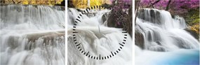 Obraz Erawan vodopádu v lese (s hodinami) (90x30 cm)