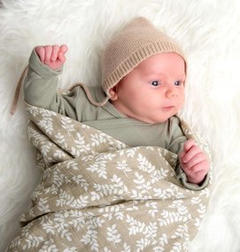 A Little Lovely Company - Mušelínová osuška XL, leaves - taupe