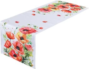 Behúň s potlačou ČERVENÉ VLČIE MÁKY 40 x 110 cm