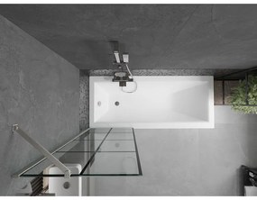 Mexen Next, 1-krídlová vaňová zástena 60 x 150 cm, 6mm číre sklo - čierny vzor, oceľová, 895-060-000-00-77-97