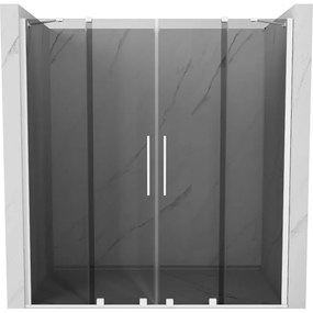 Mexen Velar Duo, posuvné sprchové dvere do otvoru 170 cm, 8mm šedé sklo, biela matná, 871-170-000-42-20