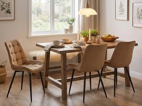 Hnedá zamatová stolička BERA s čiernymi nohami