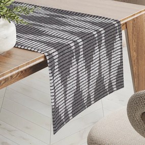 Biante Dekoračný behúň na stôl Leona LN-047 Svetlo sivé obrazce a pásiky 45x140 cm