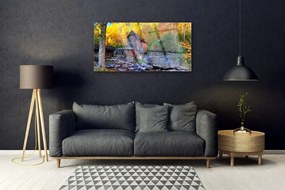 Skleneny obraz Vodné mlyn jesenné les 120x60 cm