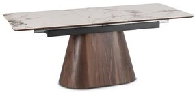 Stôl LUCIANO 160–200 cm Biely mramor / Orech