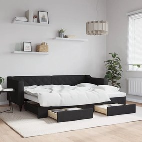 Rozkladacia denná posteľ so zásuvkami čierna 80x200 cm látka 3197459