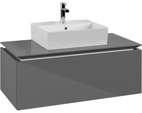 VILLEROY &amp; BOCH Legato závesná skrinka pod umývadlo na dosku (umývadlo v strede), 1 zásuvka, 1000 x 500 x 380 mm, Glossy Grey, B60300FP