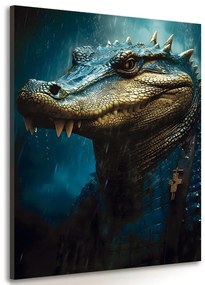 Obraz modro-zlatý krokodíl - 80x120