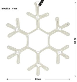 NEXOS Vianočná snehová vločka 360 LED, studená biela 40x35cm