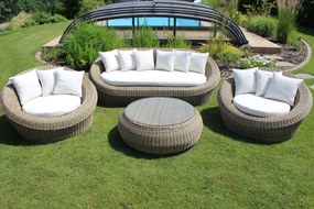 Hnedé záhradné ratanové sedenie so stolíkom 4-set