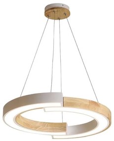 LED Luster na lanku LED/32W/230V 3000K biela/drevo