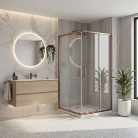 Obdĺžnikový sprchovací kút REA CITY 80x100 kartáčovaná meď - bez vaničky
