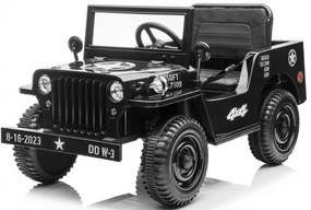 RAMIZ Elektrické autíčko - Retro vojenské vozidlo 4x4  - čierne - MOTOR - 4x35W BATÉRIA - 12V/7Ah - 2023