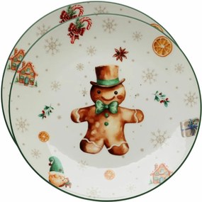 Súprava 2 porcelánových dezertných tanierov Gingerbread, 19 cm